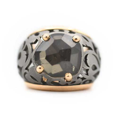Bague 51 Pomellato Arabesque - Bague en titane et or avec quartz fumé 58 Facettes 535I26_M