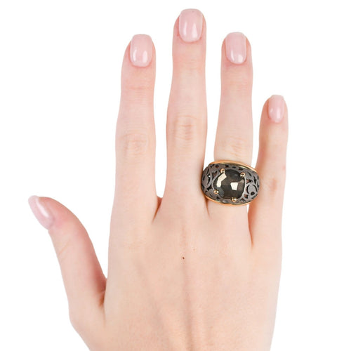 Bague 51 Pomellato Arabesque - Bague en titane et or avec quartz fumé 58 Facettes 535I26_M