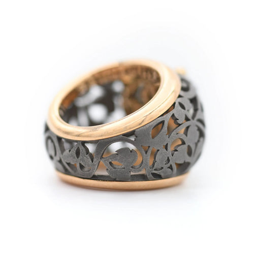 Bague 51 Pomellato Arabesque - Bague en titane et or avec quartz fumé 58 Facettes 535I26_M