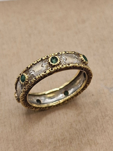 Bague 49 Mario Buccellati - Alliance eternity en or blanc et jaune 18k 58 Facettes CV-133