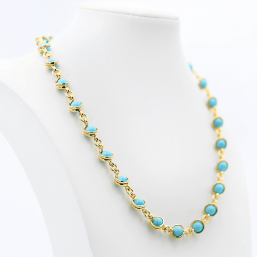 Collier Pomellato - Collier vintage en or jaune et turquoises 58 Facettes 535O26_M