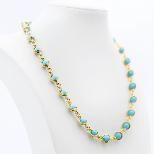 Collier Pomellato - Collier vintage en or jaune et turquoises 58 Facettes 535P26_M