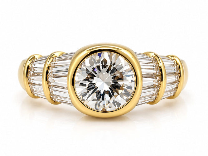 Bague 53 Dubaï - Bague solitaire en or jaune 18 carats et diamants 58 Facettes Dub
