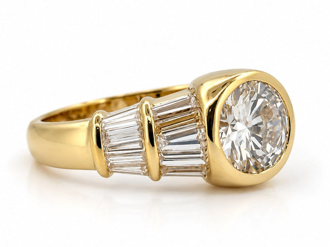 Bague 53 Dubaï - Bague solitaire en or jaune 18 carats et diamants 58 Facettes Dub