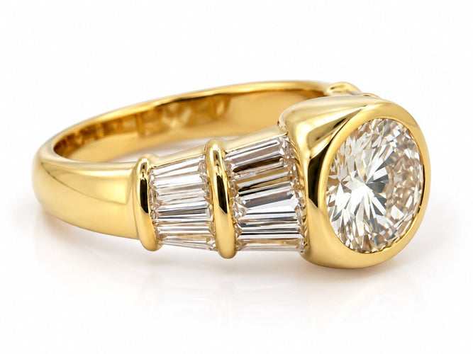 Bague 53 Dubaï - Bague solitaire en or jaune 18 carats et diamants 58 Facettes Dub