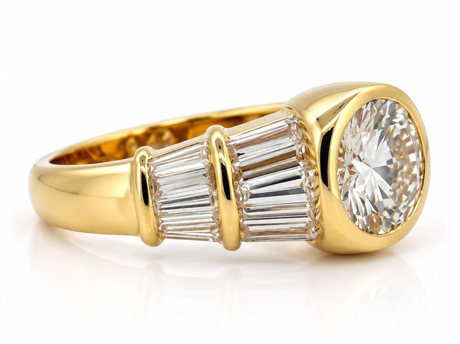 Bague 53 Dubaï - Bague solitaire en or jaune 18 carats et diamants 58 Facettes Dub