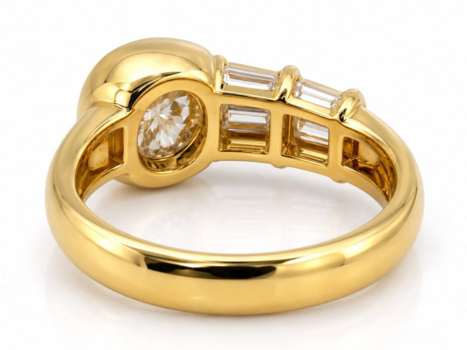 Bague 53 Dubaï - Bague solitaire en or jaune 18 carats et diamants 58 Facettes Dub