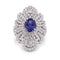 Bague 54 Bague en or blanc 18 kt, tanzanite et diamants 58 Facettes AN46 (00239)