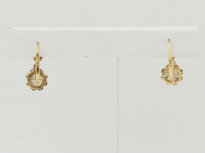 Boucles d'oreilles Art nouveau - Dormeuses en or jaune et blanc 18k, diamants 58 Facettes