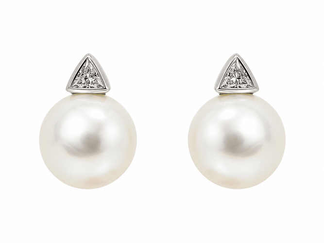 Boucles d'oreilles Boucles d’oreilles en or blanc 18K, perles australiennes et diamants 58 Facettes 32161