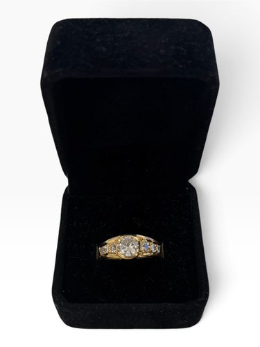Bague 54 Bague solitaire accompagnée en or jaune et diamants 1,77 ct 58 Facettes Bague-260167