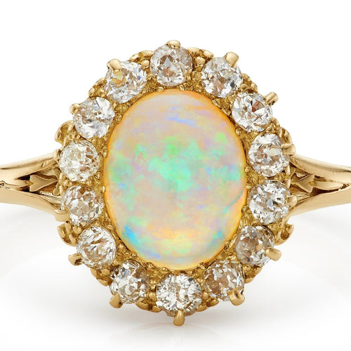 Bague 51 Bague victorienne en opale, diamants taille ancienne et or jaune 18k 58 Facettes VI-0001