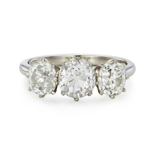 Bague 54 Bague trilogie d’inspiration victorienne à trois diamants taille ancienne en platine 58 Facettes EW-0023