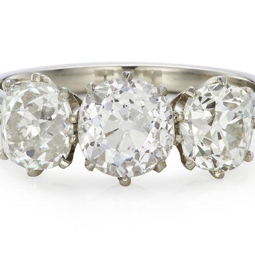 Bague 54 Bague trilogie d’inspiration victorienne à trois diamants taille ancienne en platine 58 Facettes EW-0023