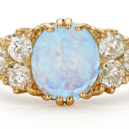 Bague 55 Bague victorienne en or jaune 18k, opale 0,90 ct et diamants taille ancienne 0,90 ct 58 Facettes VI-0002