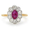 Bague 54 Bague édouardienne de fiançailles, rubis birman 1 ct et diamants taille ancienne 1 ct 58 Facettes VI-0003