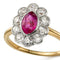 Bague 54 Bague édouardienne de fiançailles, rubis birman 1 ct et diamants taille ancienne 1 ct 58 Facettes VI-0003