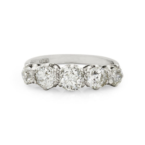 Bague 52 Bague de fiançailles édouardienne cinq pierres en or blanc 18k et diamants taille ancienne 58 Facettes VI-0004
