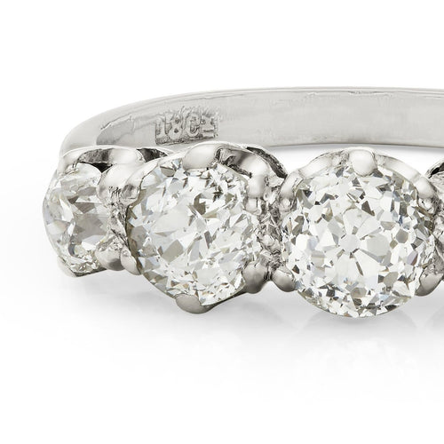 Bague 52 Bague de fiançailles édouardienne cinq pierres en or blanc 18k et diamants taille ancienne 58 Facettes VI-0004