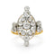 Bague 54 Art déco - Bague cocktail en or jaune et blanc 18k, diamants taille ancienne 58 Facettes VI-0005