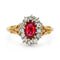 Bague 57 Bague victorienne en or jaune 18k, rubis et diamants taille ancienne 58 Facettes VI-0010