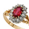 Bague 57 Bague victorienne en or jaune 18k, rubis et diamants taille ancienne 58 Facettes VI-0010
