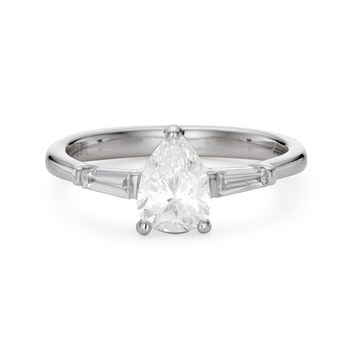 Bague 50 Bague de fiançailles solitaire diamant taille poire en or blanc 18k 58 Facettes VI-0014