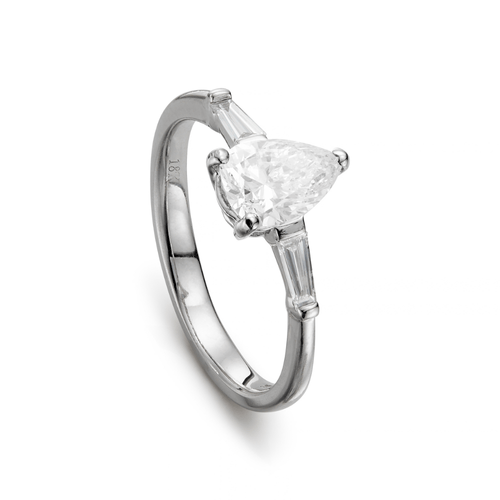 Bague 50 Bague de fiançailles solitaire diamant taille poire en or blanc 18k 58 Facettes VI-0014