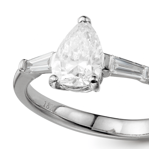 Bague 50 Bague de fiançailles solitaire diamant taille poire en or blanc 18k 58 Facettes VI-0014