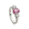 Bague 56 Bague de fiançailles en platine, saphir rose et diamants taille ancienne 58 Facettes VI-0024