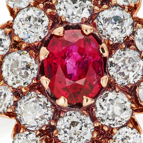 Bague 50.5 Bague victorienne rubis 0,90 ct et diamants taille ancienne 1,80 ct, or jaune 14K 58 Facettes VI-0025