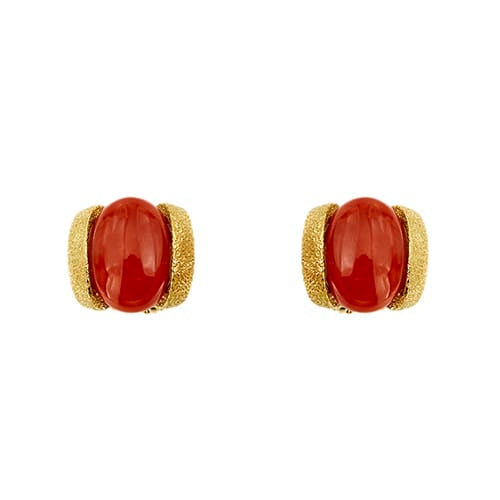 Boucles d'oreilles Boucles d’oreilles puces - Corail en or jaune 18 ct 58 Facettes 36791