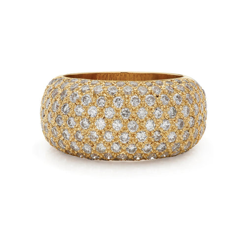 Bague 52 Bague cocktail bombée en or jaune 18k, diamants, 1,55 ct, années 1990 58 Facettes VI-0030