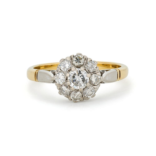 Bague 52 Bague de fiançailles en or jaune 18 ct et platine, diamants 0,60 ct 58 Facettes VI-0041