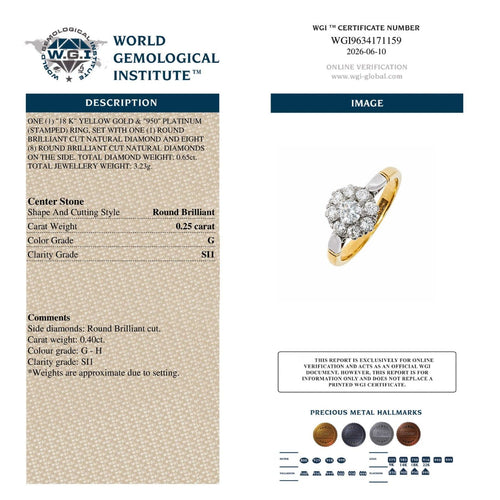 Bague 52 Bague de fiançailles en or jaune 18 ct et platine, diamants 0,60 ct 58 Facettes VI-0041