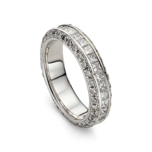 Bague 53 Bague d’éternité en or blanc 18k et diamants, 1,65 ct 58 Facettes VI-0042