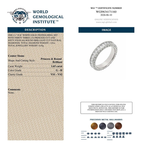 Bague 53 Bague d’éternité en or blanc 18k et diamants, 1,65 ct 58 Facettes VI-0042