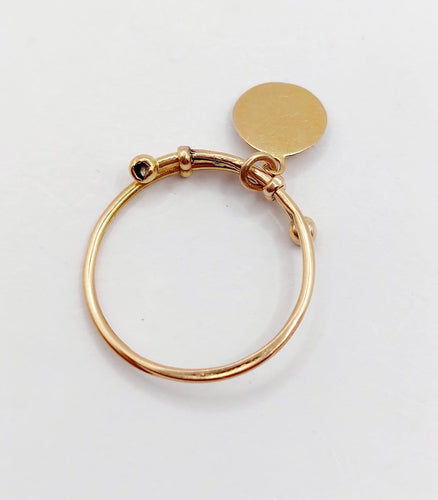 Bague 56 Bague antique en or rose 18k à médaille religieuse émaillée 58 Facettes A07875