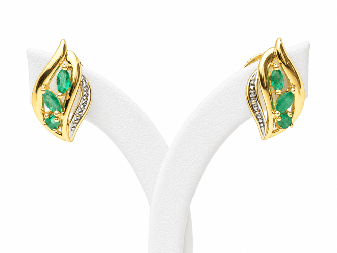 Boucles d'oreilles Boucles d'oreilles vintage en or jaune et émeraudes 58 Facettes 33615