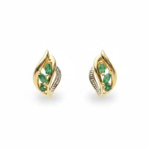 Boucles d'oreilles Boucles d'oreilles vintage en or jaune et émeraudes 58 Facettes 33615