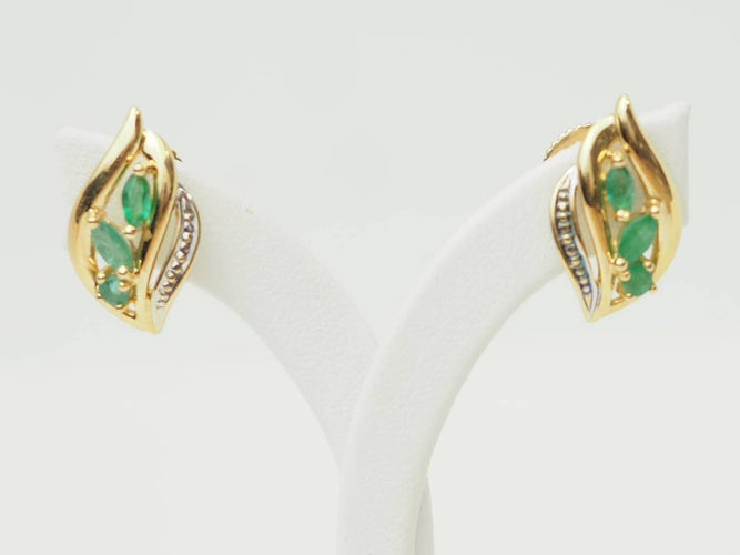 Boucles d'oreilles Boucles d'oreilles vintage en or jaune et émeraudes 58 Facettes 33615