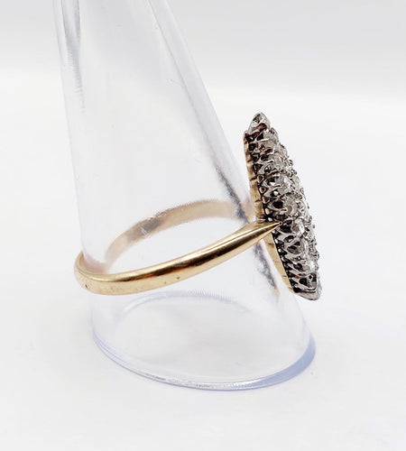 Bague 64 Bague marquise victorienne en or 18k, argent et diamants taille rose 58 Facettes A07877
