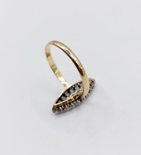 Bague 64 Bague marquise victorienne en or 18k, argent et diamants taille rose 58 Facettes A07877