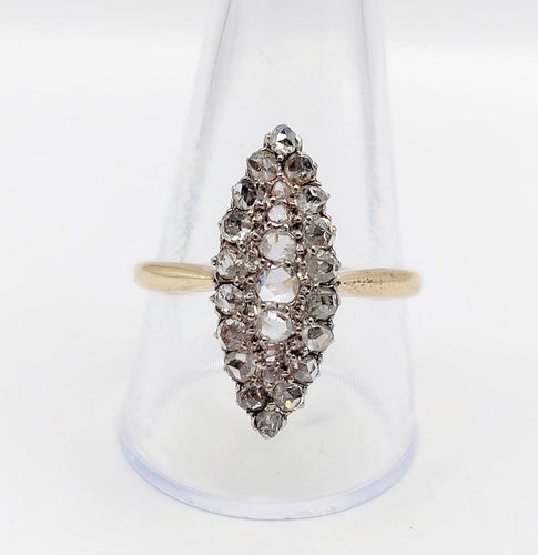 Bague 64 Bague marquise victorienne en or 18k, argent et diamants taille rose 58 Facettes A07877