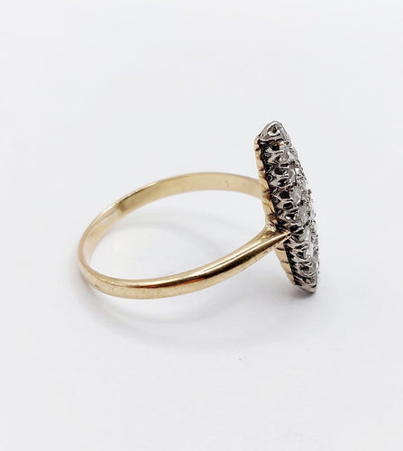 Bague 64 Bague marquise victorienne en or 18k, argent et diamants taille rose 58 Facettes A07877