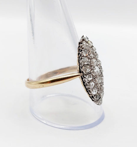 Bague 64 Bague marquise victorienne en or 18k, argent et diamants taille rose 58 Facettes A07877