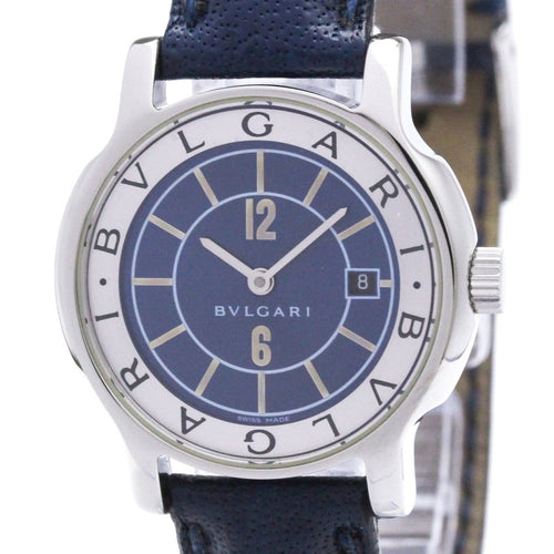 Montre Bvlgari - Montre Solotempo quartz acier et cuir 58 Facettes qaibjx2mn6