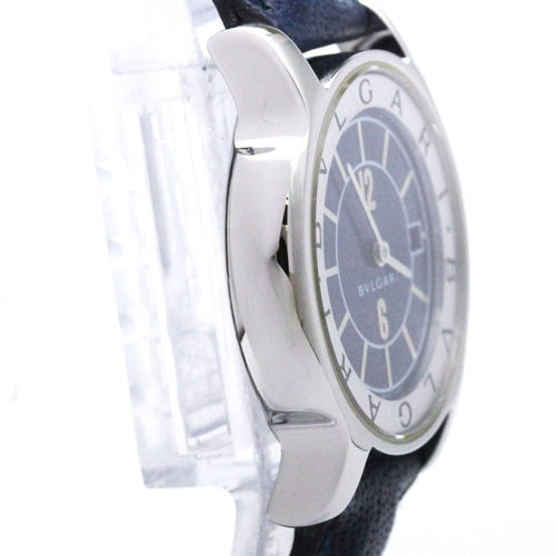 Montre Bvlgari - Montre Solotempo quartz acier et cuir 58 Facettes qaibjx2mn6