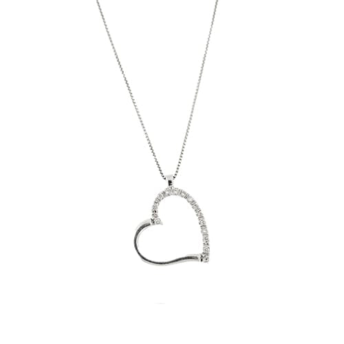 Collier Collier - Pendentif cœur en or blanc 18 ct et diamants 58 Facettes 35585