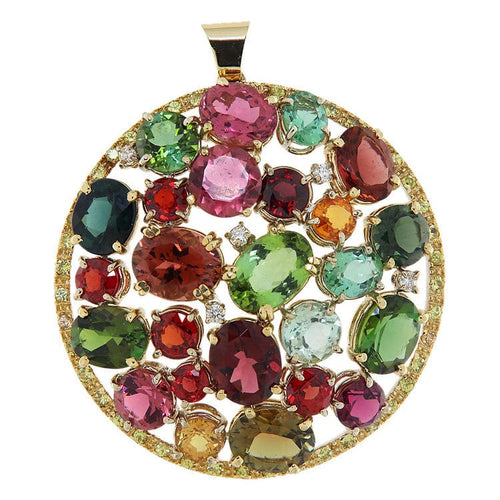 Pendentif Pendentif en or jaune avec diamants et pierres colorées 58 Facettes G4036